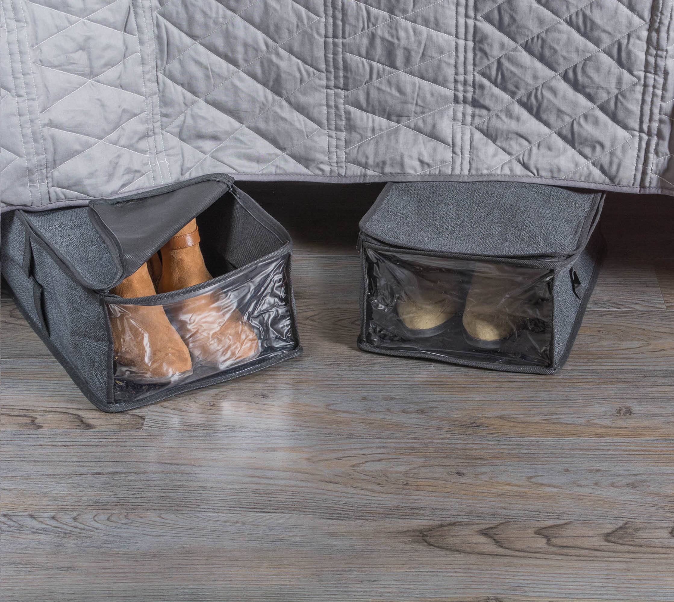 DII® Black Linen Under-The-Bed Shoes Soft Storage Set, 2ct.